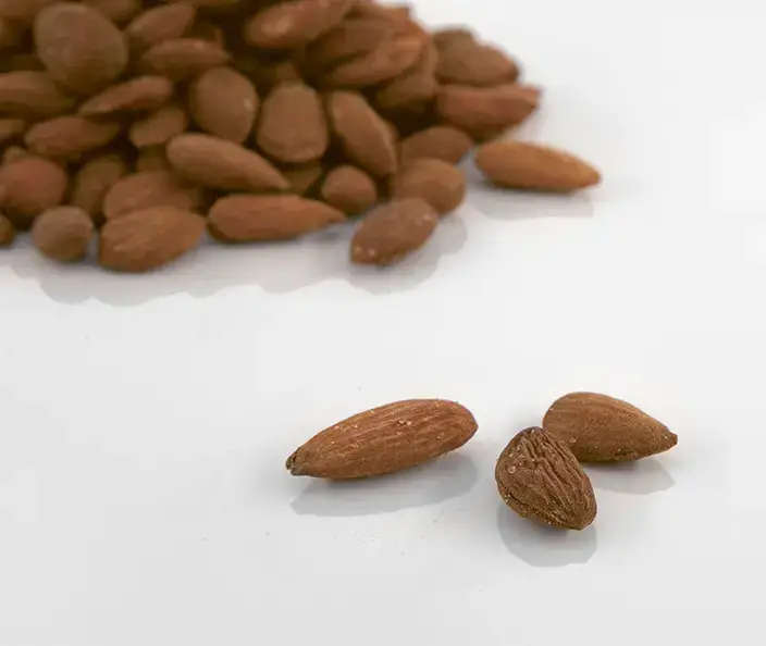 Organic almonds, showcasing their fresh, crunchy texture and natural, wholesome quality – perfect for snacking, baking, and healthy recipes.
